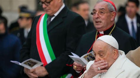 Pope Francis makes his first public appearances since being stricken by bronchitis